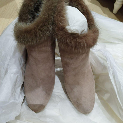 Christian Dior Short Boots Shoes EU 36 US 6 Suede Greige Authentic