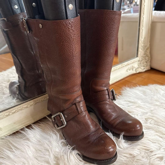 Christian Dior Boots Shoes EU 35 US 5 Leather Brown Authentic