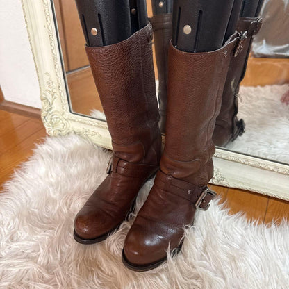 Christian Dior Boots Shoes EU 35 US 5 Leather Brown Authentic
