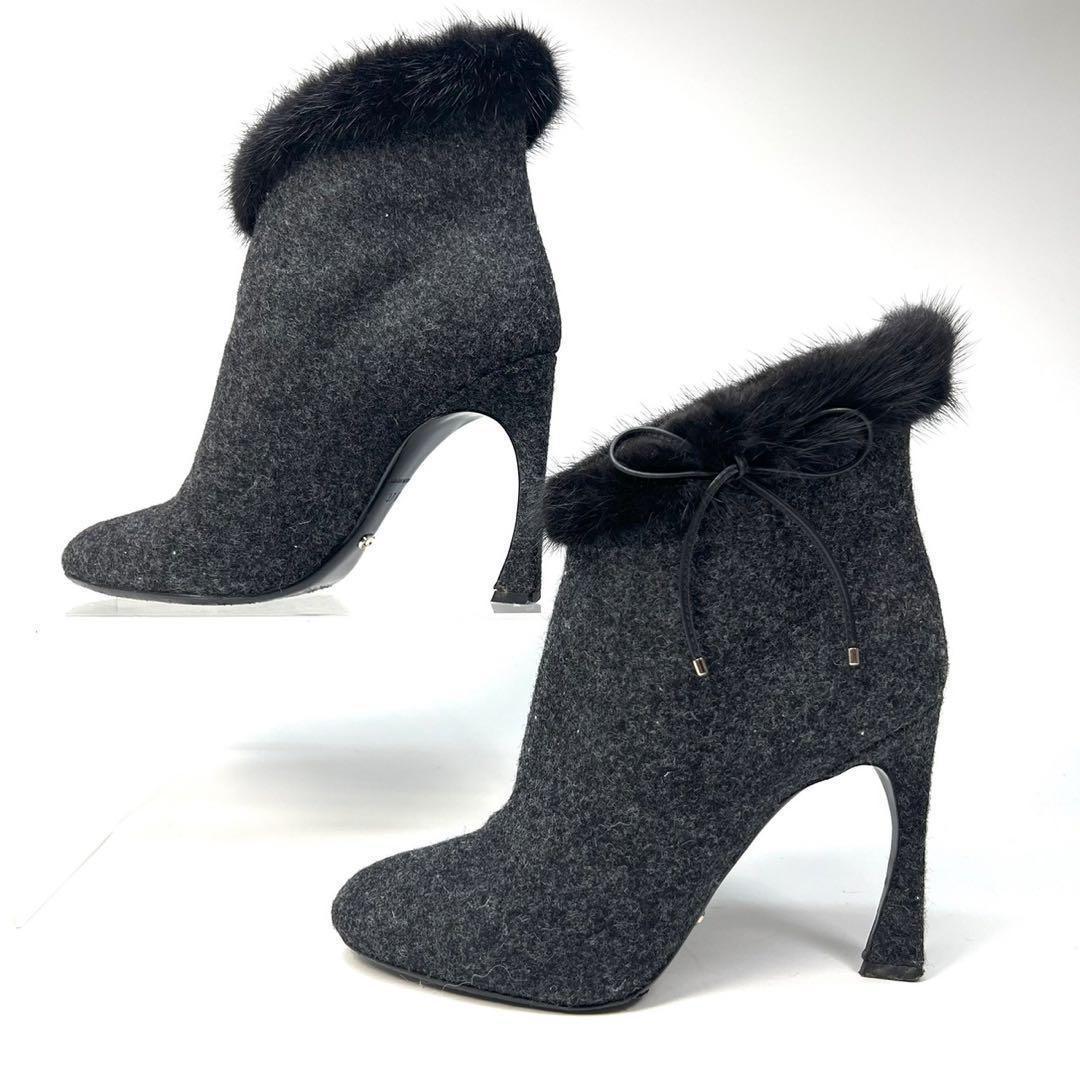 Christian Dior Short Boots Shoes EU 37 US 7 Dark Gray Authentic