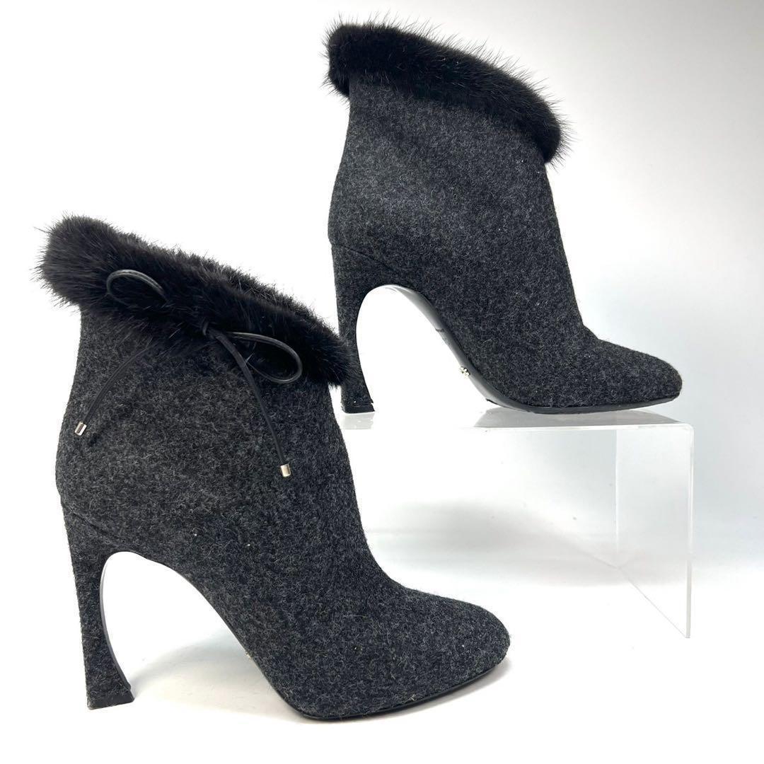 Christian Dior Short Boots Shoes EU 37 US 7 Dark Gray Authentic