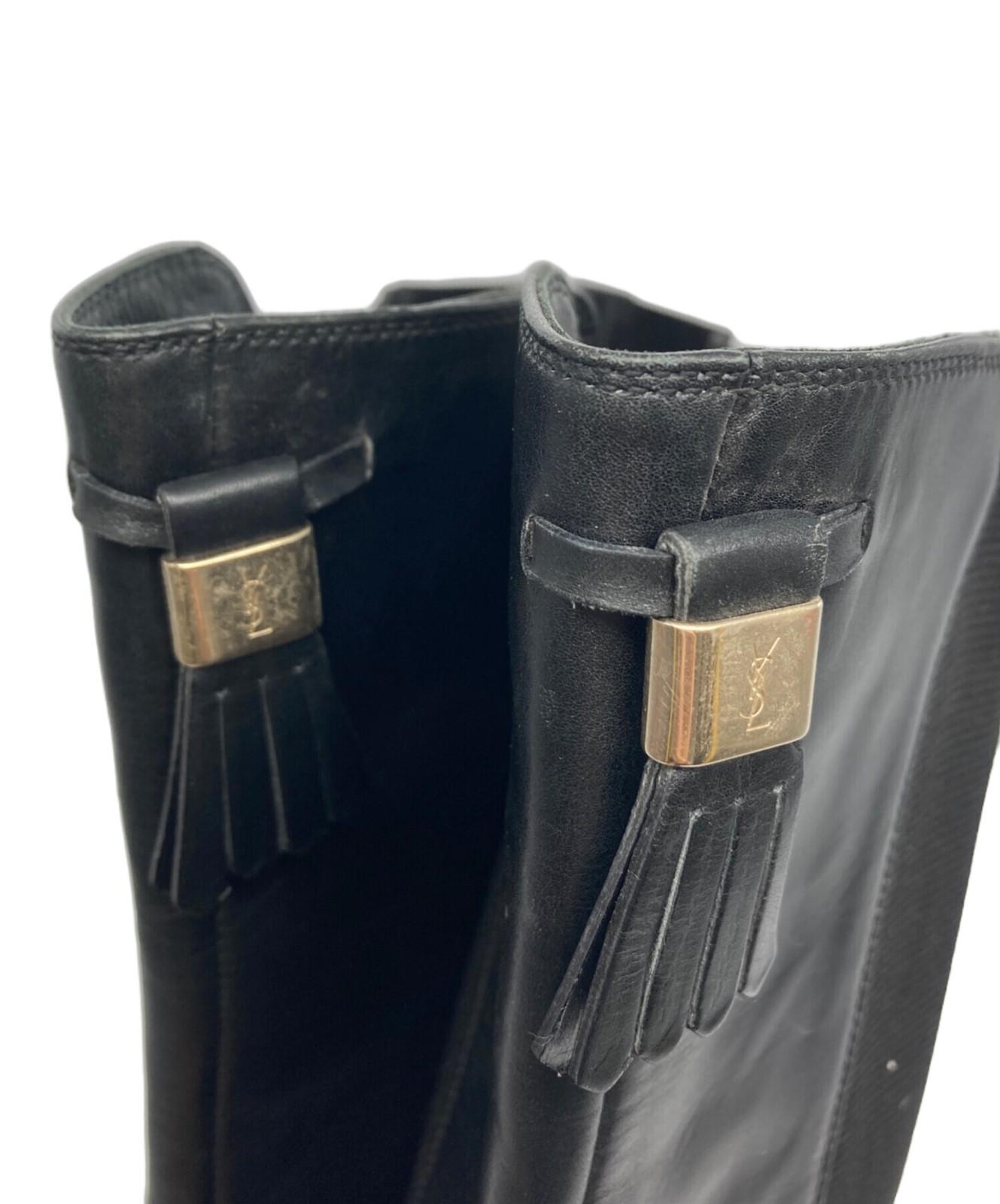 Saint Laurent Boots Shoes EU 36.5 US 6.5 Leather Black Authentic