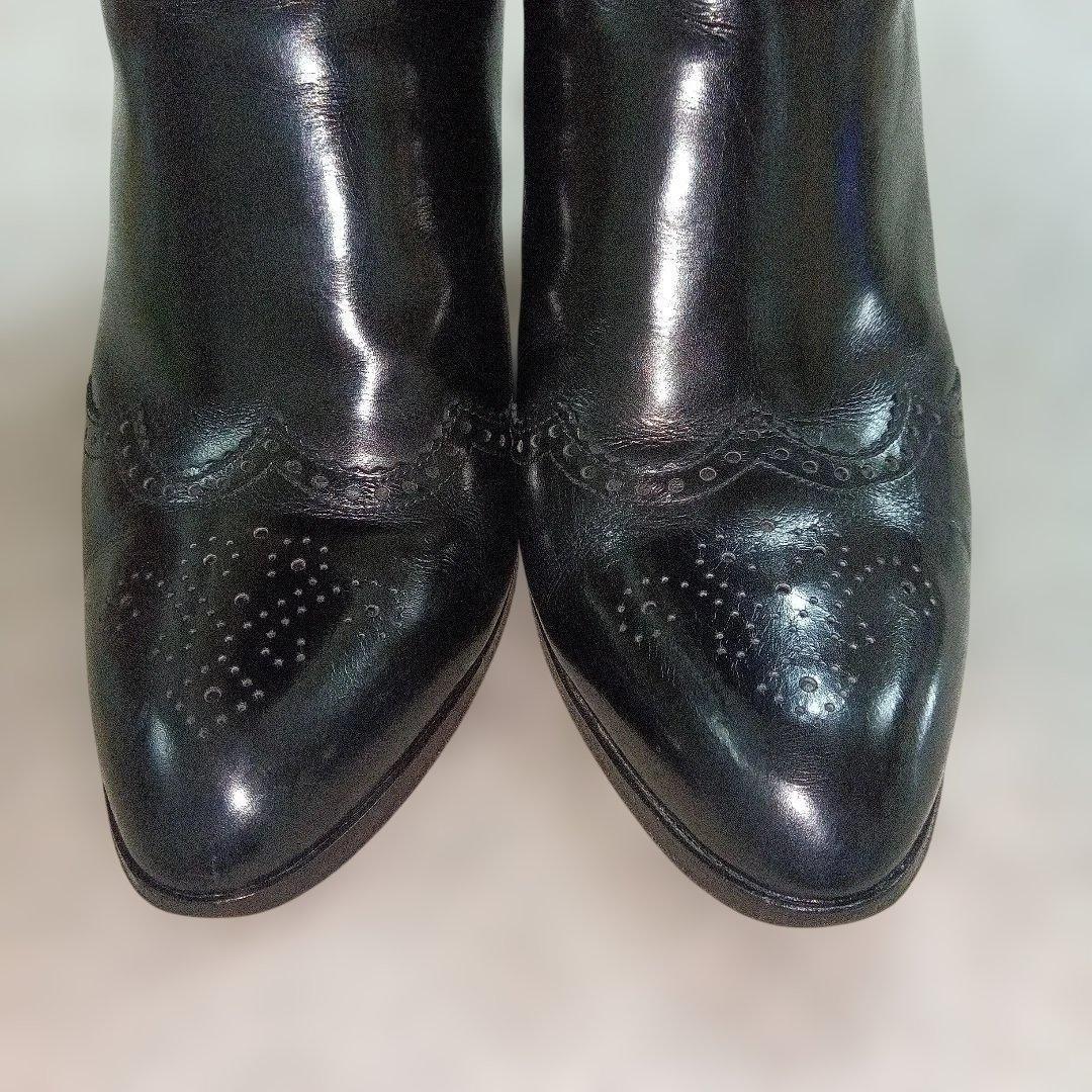 Saint Laurent Long Boots Shoes EU 37 US 7 Leather Suede Black Authentic