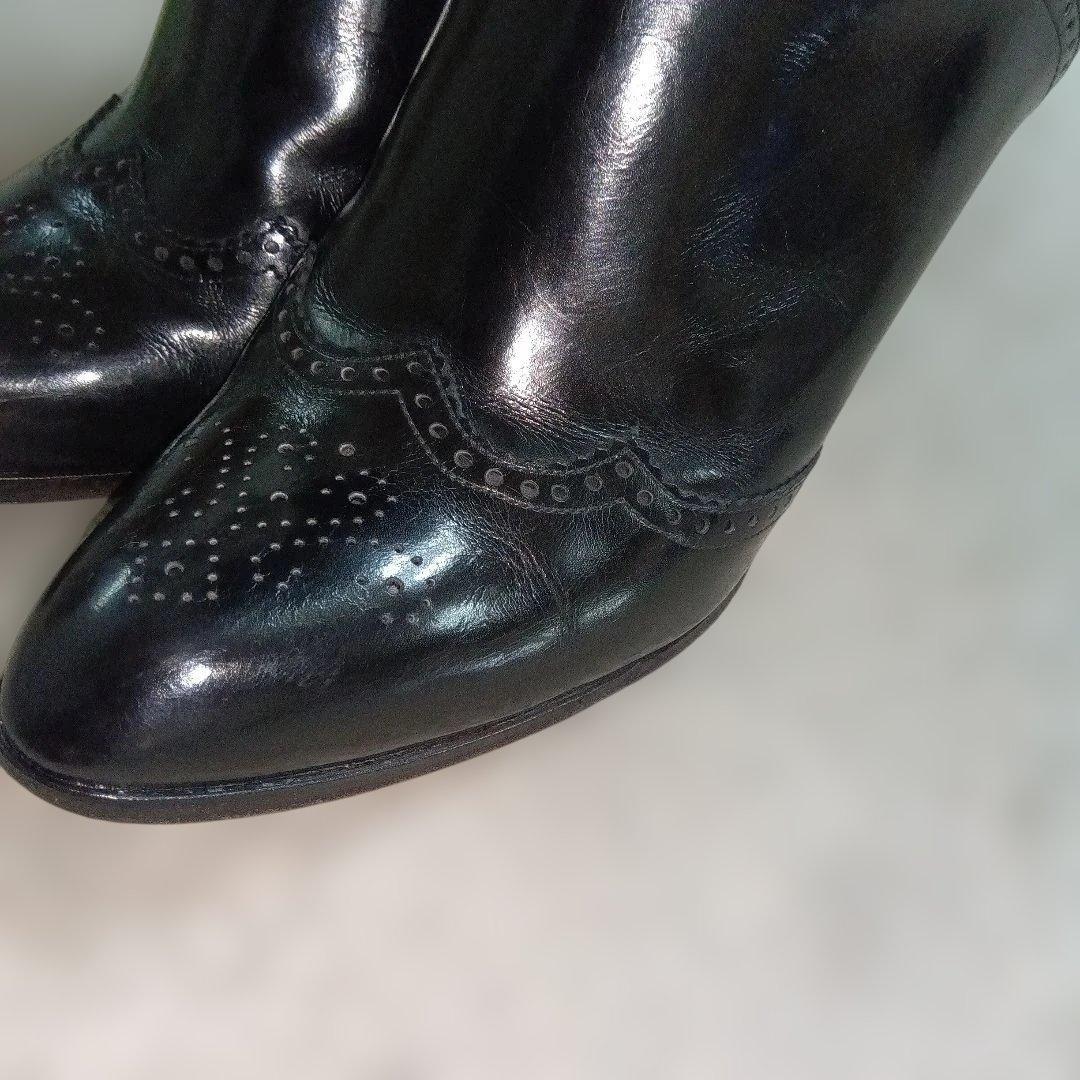 Saint Laurent Long Boots Shoes EU 37 US 7 Leather Suede Black Authentic