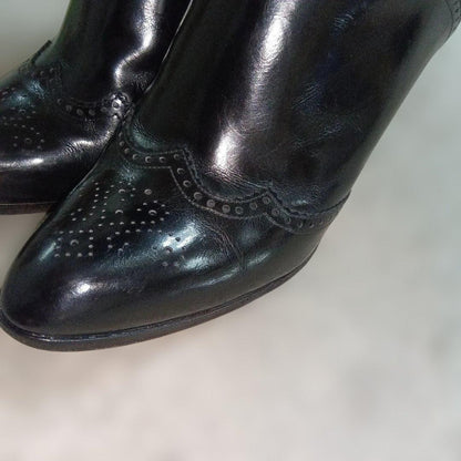 Saint Laurent Long Boots Shoes EU 37 US 7 Leather Suede Black Authentic