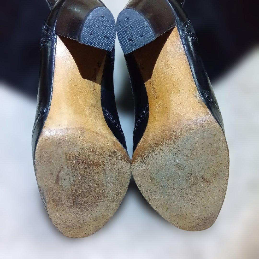 Saint Laurent Long Boots Shoes EU 37 US 7 Leather Suede Black Authentic