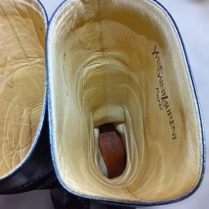 Saint Laurent Long Boots Shoes EU 37 US 7 Leather Suede Black Authentic