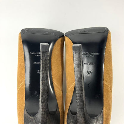 Saint Laurent Paris Short Boots Shoes EU 37 US 7 Leather Suede Cinnamon Caramel