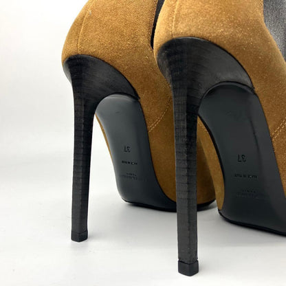 Saint Laurent Paris Short Boots Shoes EU 37 US 7 Leather Suede Cinnamon Caramel