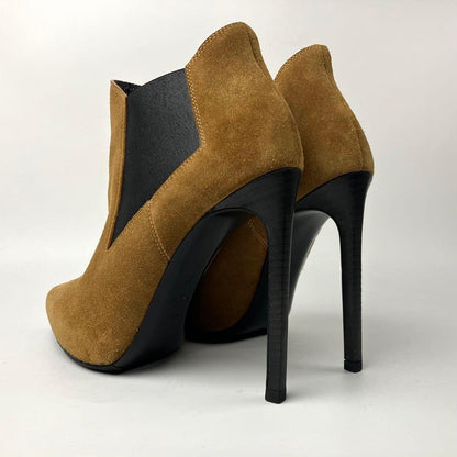 Saint Laurent Paris Short Boots Shoes EU 37 US 7 Leather Suede Cinnamon Caramel