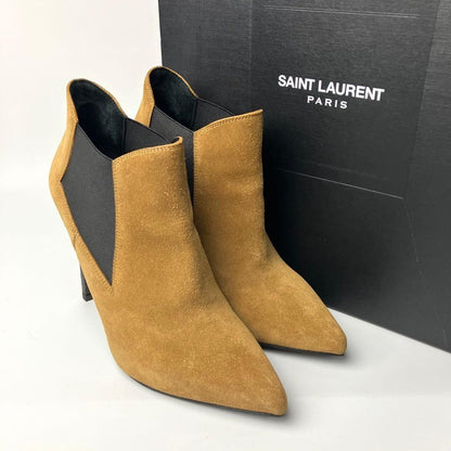 Saint Laurent Paris Short Boots Shoes EU 37 US 7 Leather Suede Cinnamon Caramel