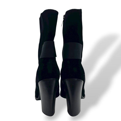 Saint Laurent Short Boots Shoes EU 37 US 7 Velvet Leather Black Authentic