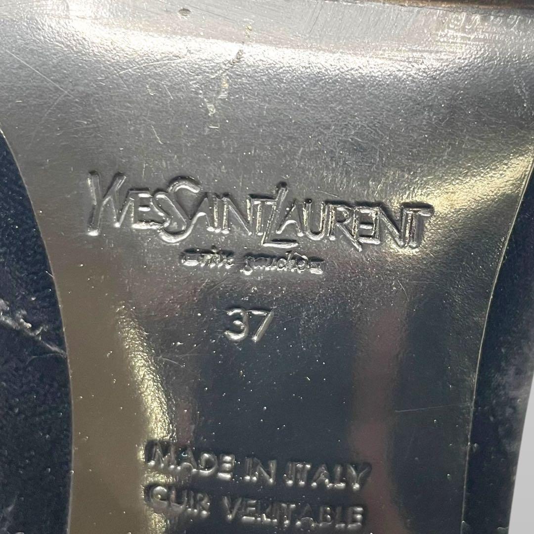 Saint Laurent Short Boots Shoes EU 37 US 7 Velvet Leather Black Authentic