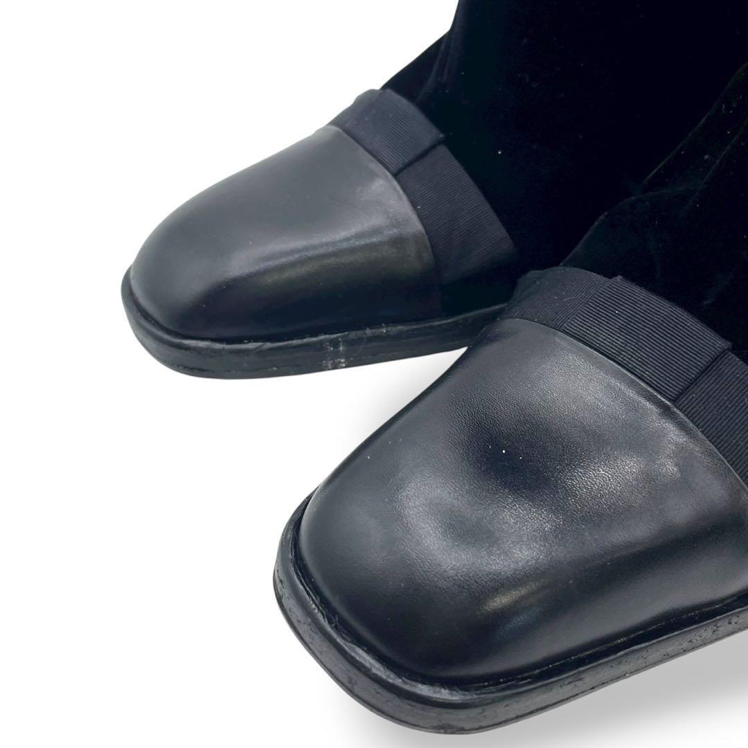 Saint Laurent Short Boots Shoes EU 37 US 7 Velvet Leather Black Authentic