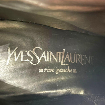 Saint Laurent Short Boots Shoes EU 37 US 7 Velvet Leather Black Authentic