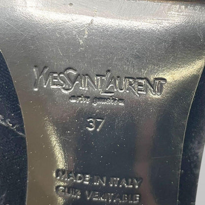 Saint Laurent Short Boots Shoes EU 37 US 7 Velvet Leather Black Authentic