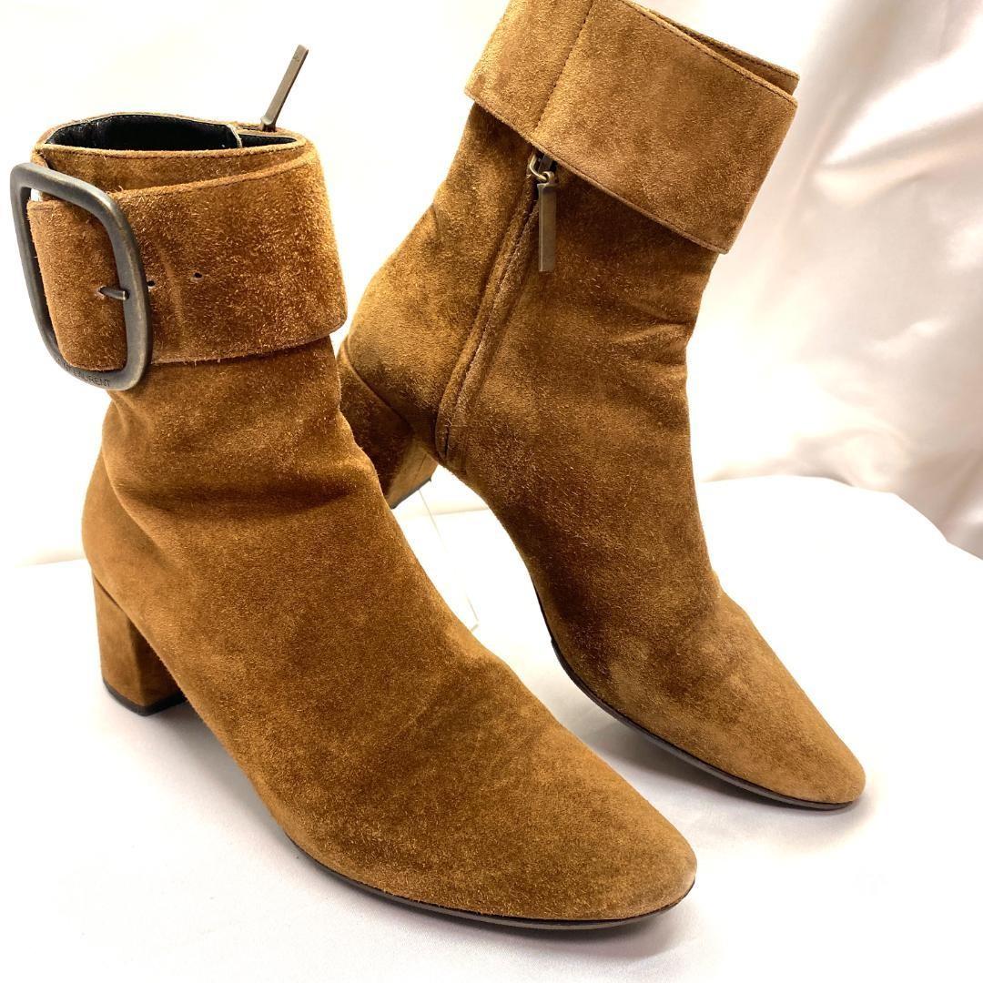 Saint Laurent Paris Short Boots Shoes EU 36.5 US 6.5 Suede Brown Authentic