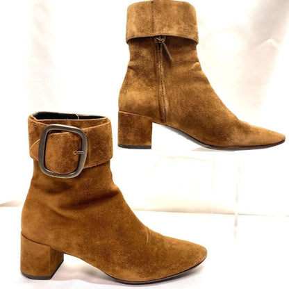 Saint Laurent Paris Short Boots Shoes EU 36.5 US 6.5 Suede Brown Authentic
