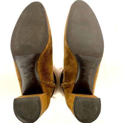 Saint Laurent Paris Short Boots Shoes EU 36.5 US 6.5 Suede Brown Authentic