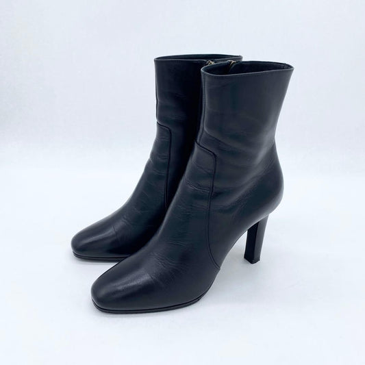 Saint Laurent Paris Short Boots Shoes EU 37 US 7 Leather Black Authentic