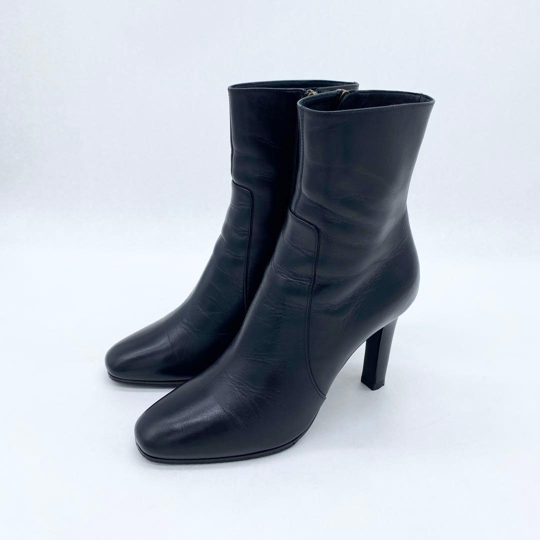 Saint Laurent Paris Short Boots Shoes EU 37 US 7 Leather Black Authentic