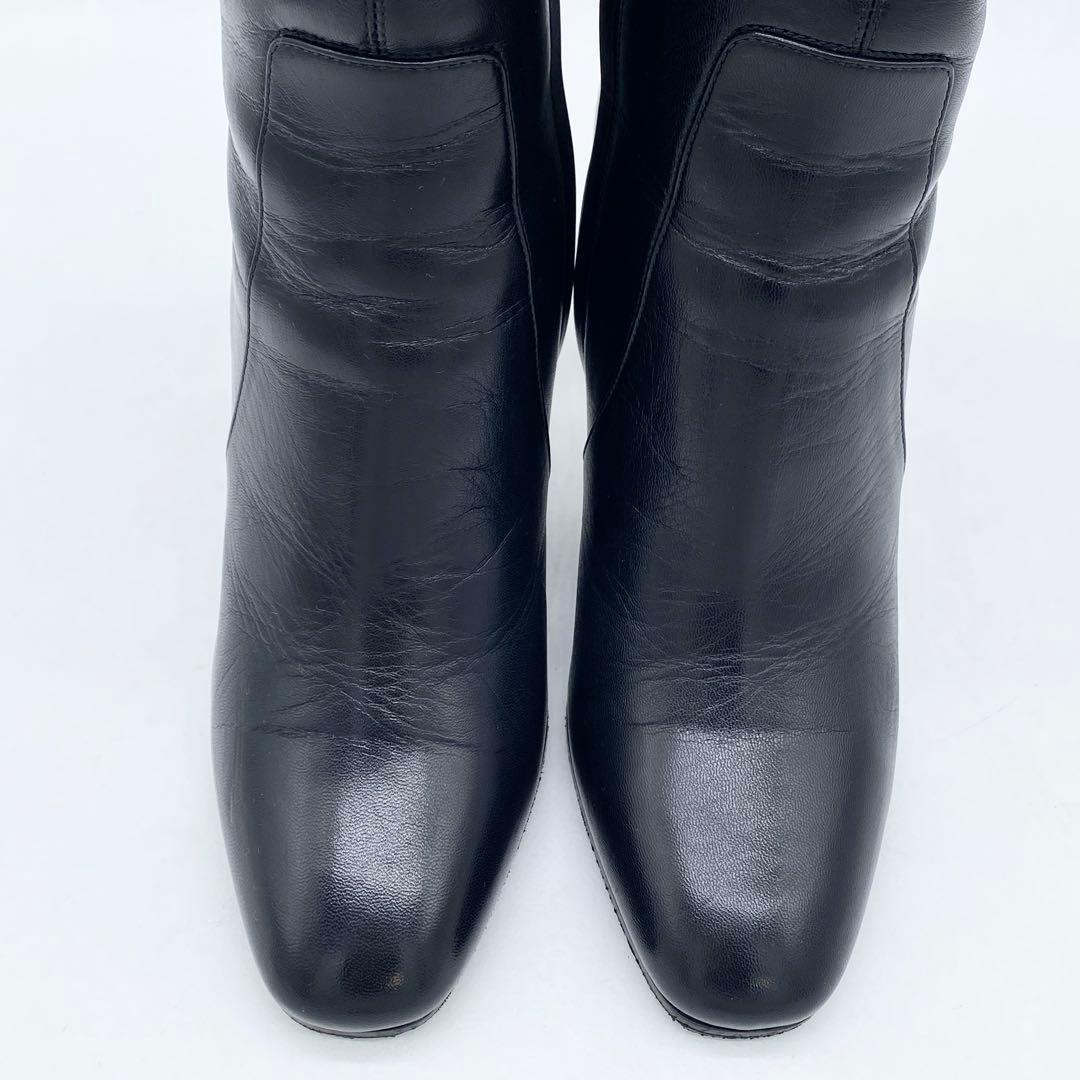 Saint Laurent Paris Short Boots Shoes EU 37 US 7 Leather Black Authentic