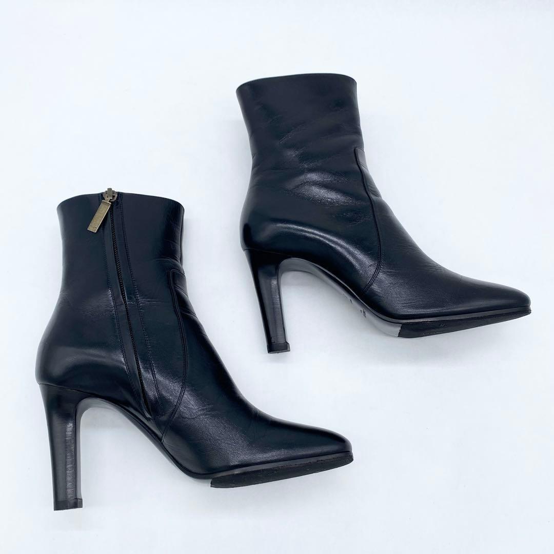 Saint Laurent Paris Short Boots Shoes EU 37 US 7 Leather Black Authentic