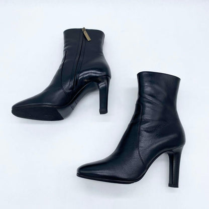 Saint Laurent Paris Short Boots Shoes EU 37 US 7 Leather Black Authentic