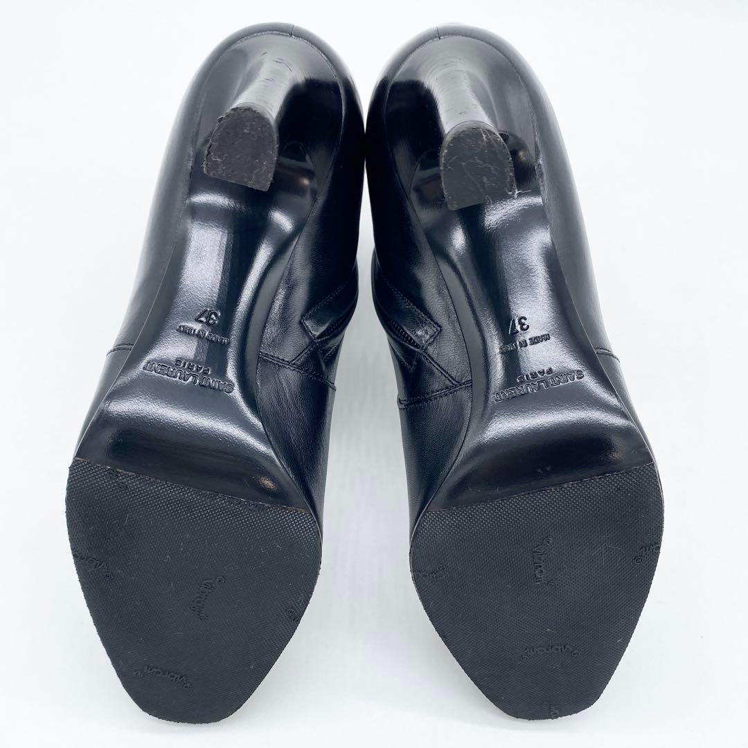 Saint Laurent Paris Short Boots Shoes EU 37 US 7 Leather Black Authentic