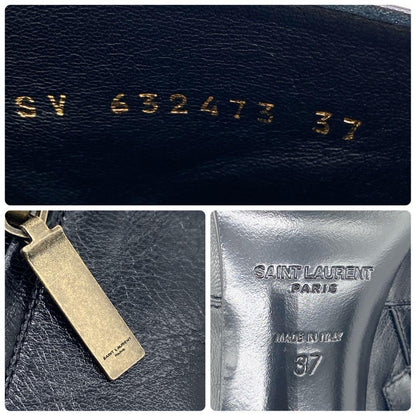 Saint Laurent Paris Short Boots Shoes EU 37 US 7 Leather Black Authentic