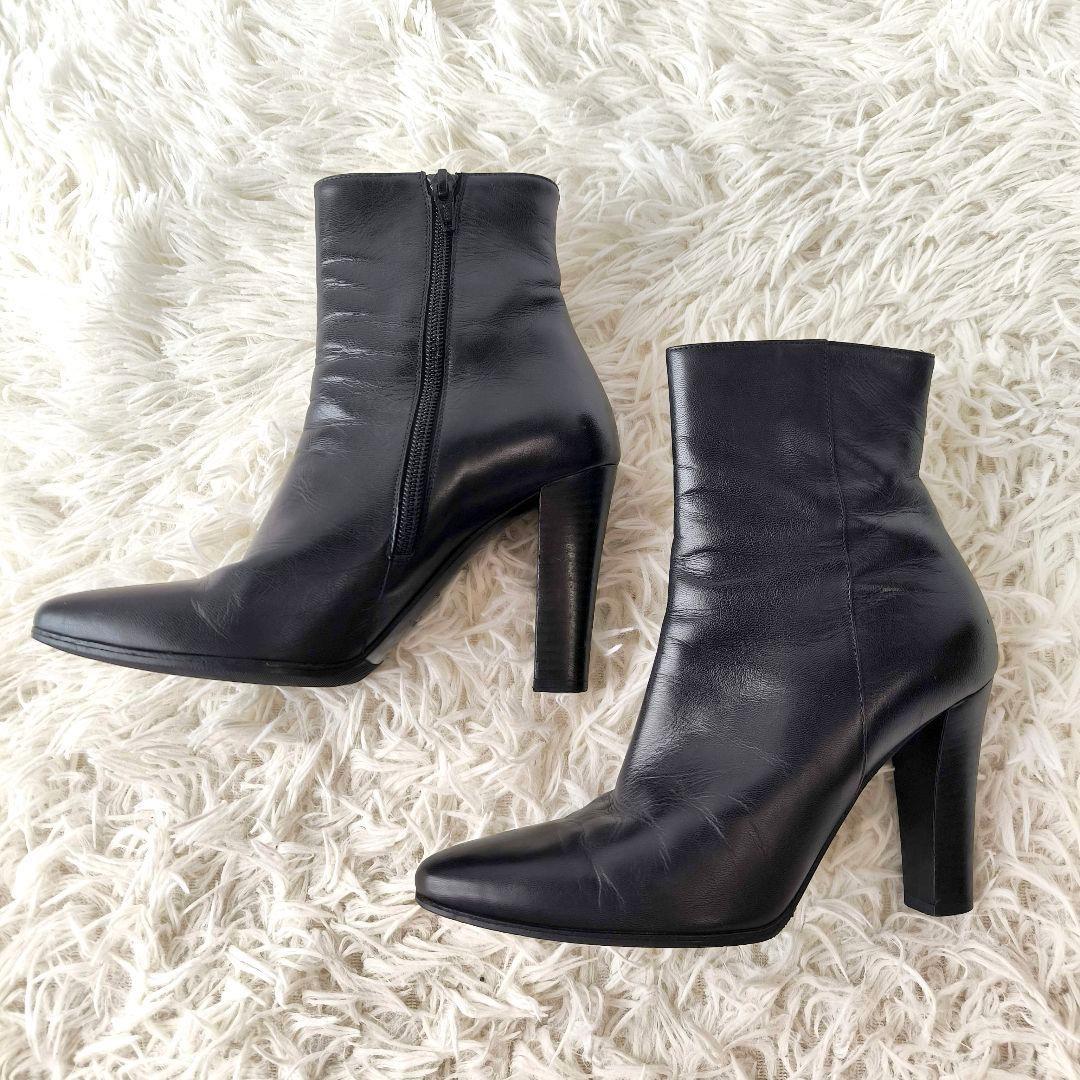 Saint Laurent Short Boots Shoes EU 35 US 5 Leather Black Authentic