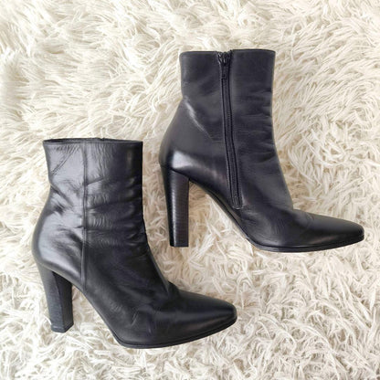 Saint Laurent Short Boots Shoes EU 35 US 5 Leather Black Authentic