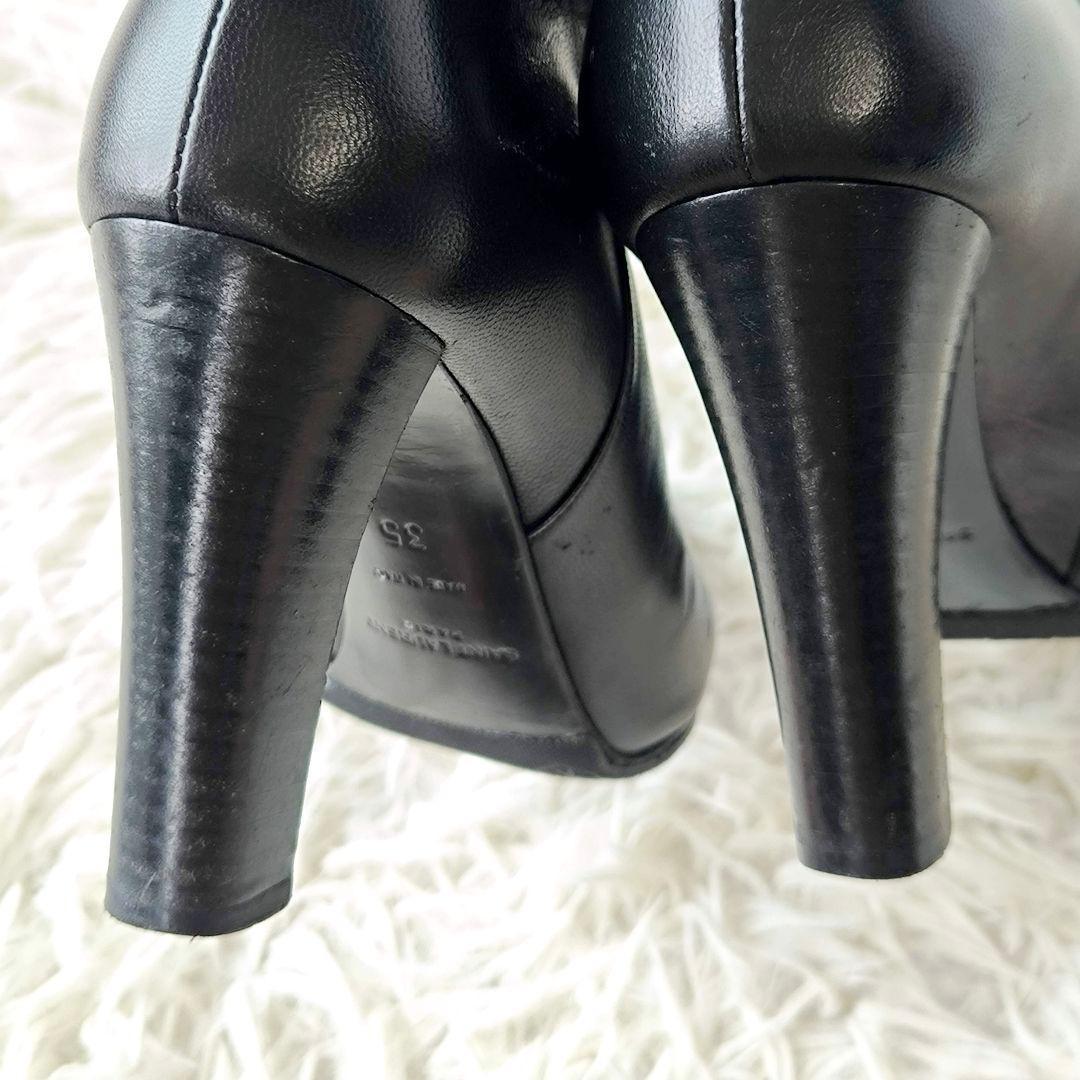 Saint Laurent Short Boots Shoes EU 35 US 5 Leather Black Authentic