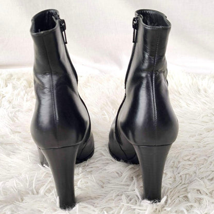 Saint Laurent Short Boots Shoes EU 35 US 5 Leather Black Authentic