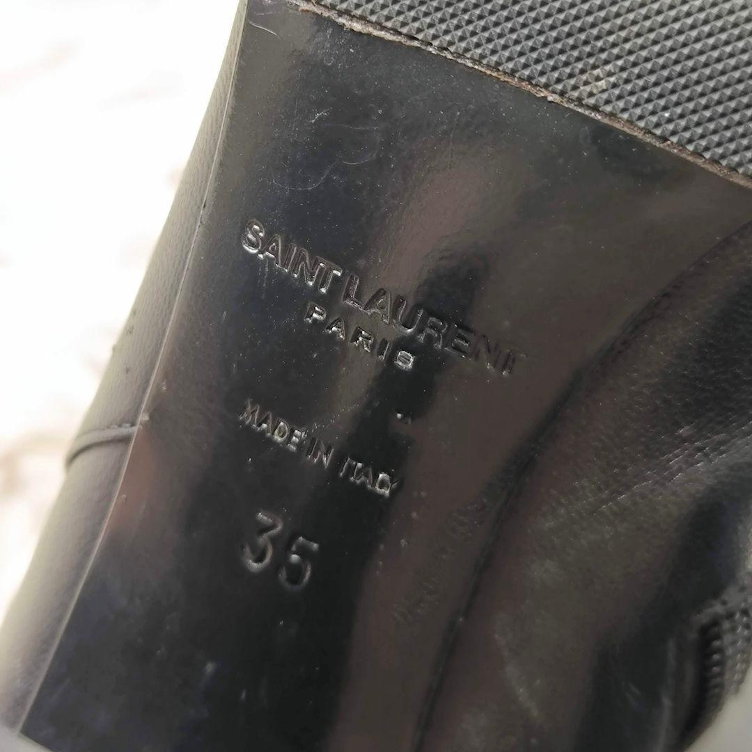 Saint Laurent Short Boots Shoes EU 35 US 5 Leather Black Authentic