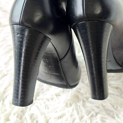 Saint Laurent Short Boots Shoes EU 35 US 5 Leather Black Authentic