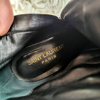 Saint Laurent Short Boots Shoes EU 35 US 5 Leather Black Authentic
