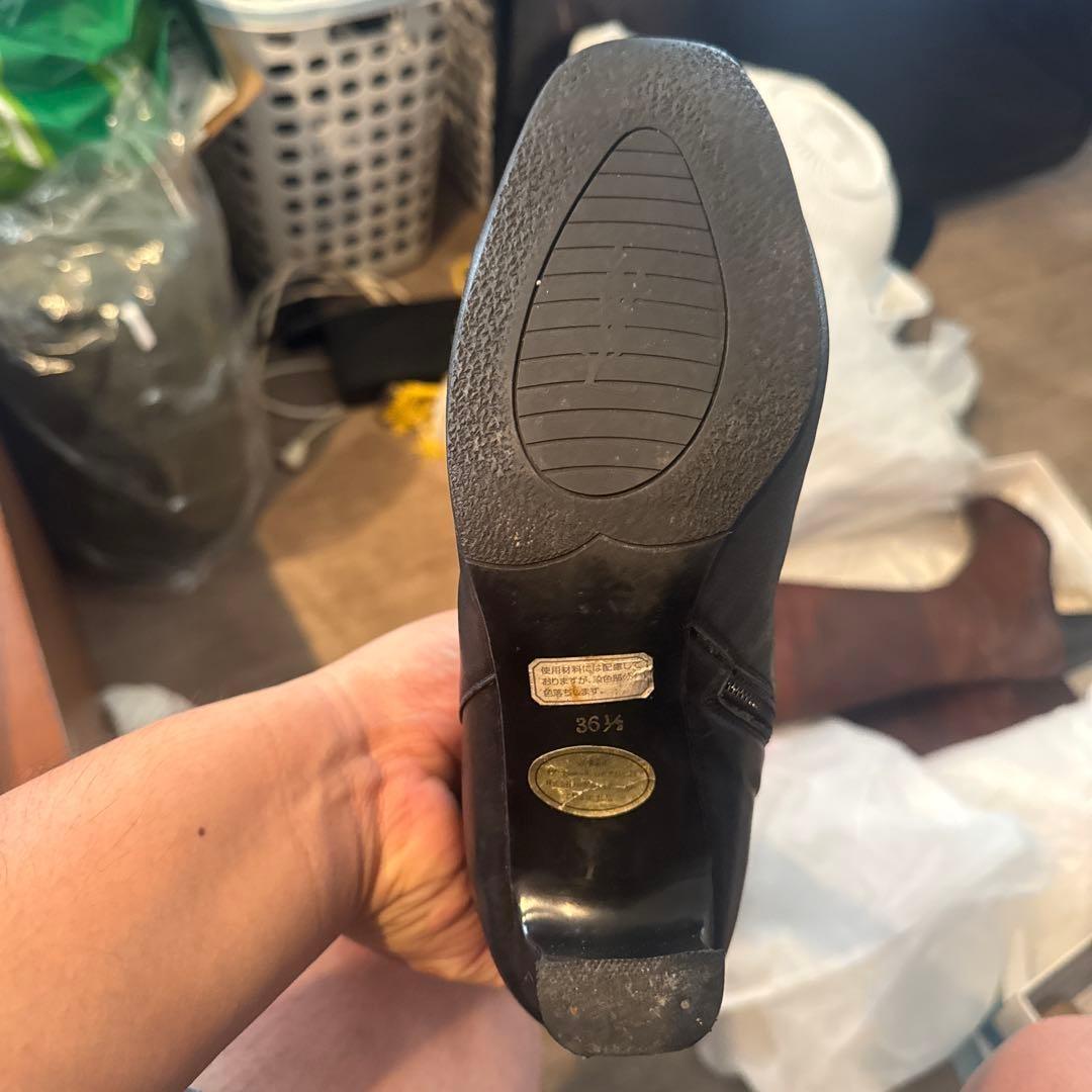 Saint Laurent Long Boots Shoes EU 36.5 US 6.5 Leather Black Authentic