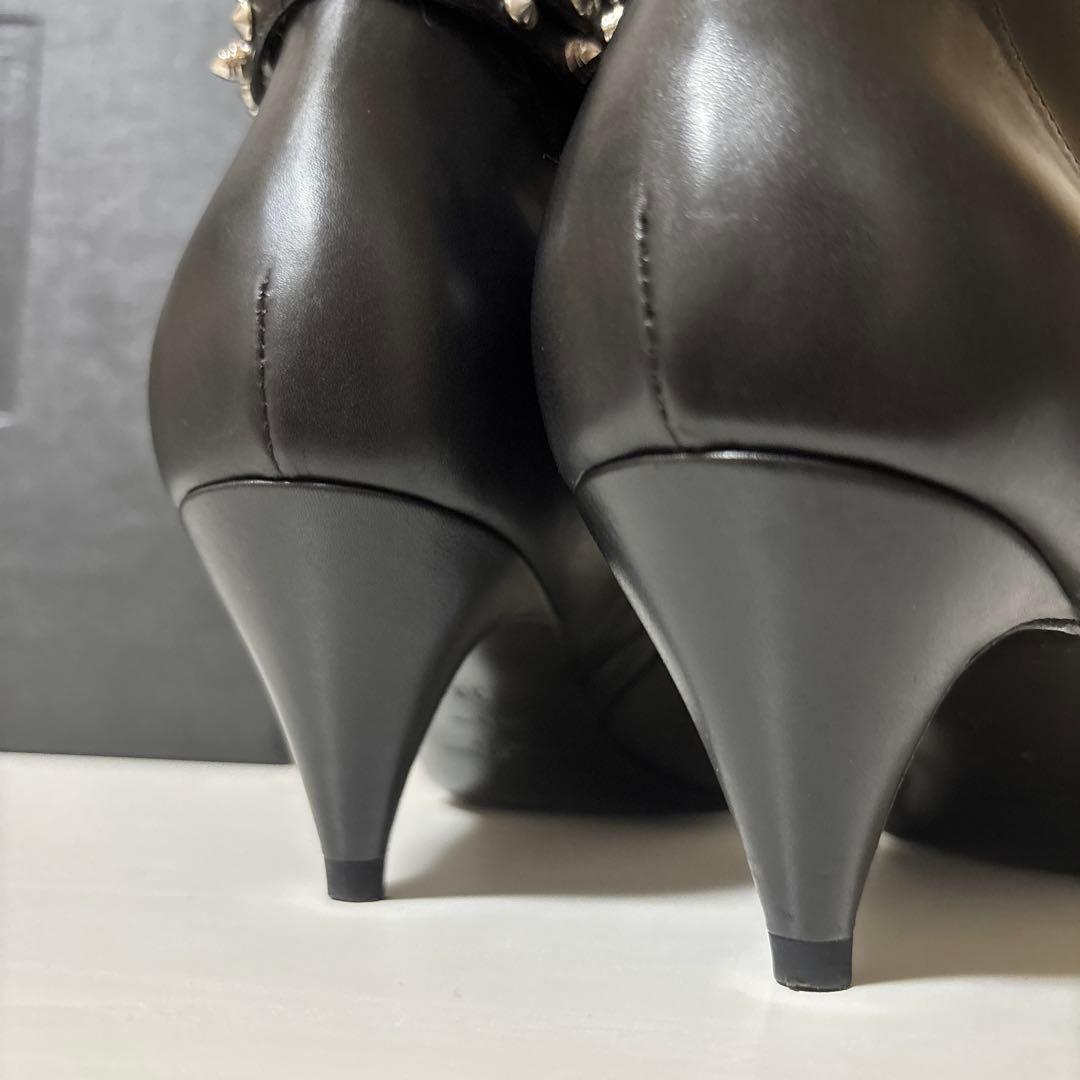 Saint Laurent Paris Short Boots Shoes Studs EU 38 US 8  Black Authentic