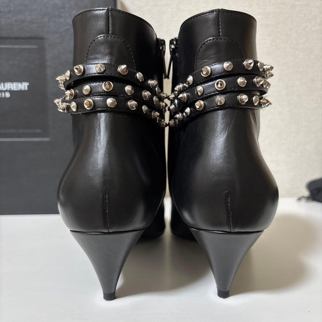 Saint Laurent Paris Short Boots Shoes Studs EU 38 US 8  Black Authentic