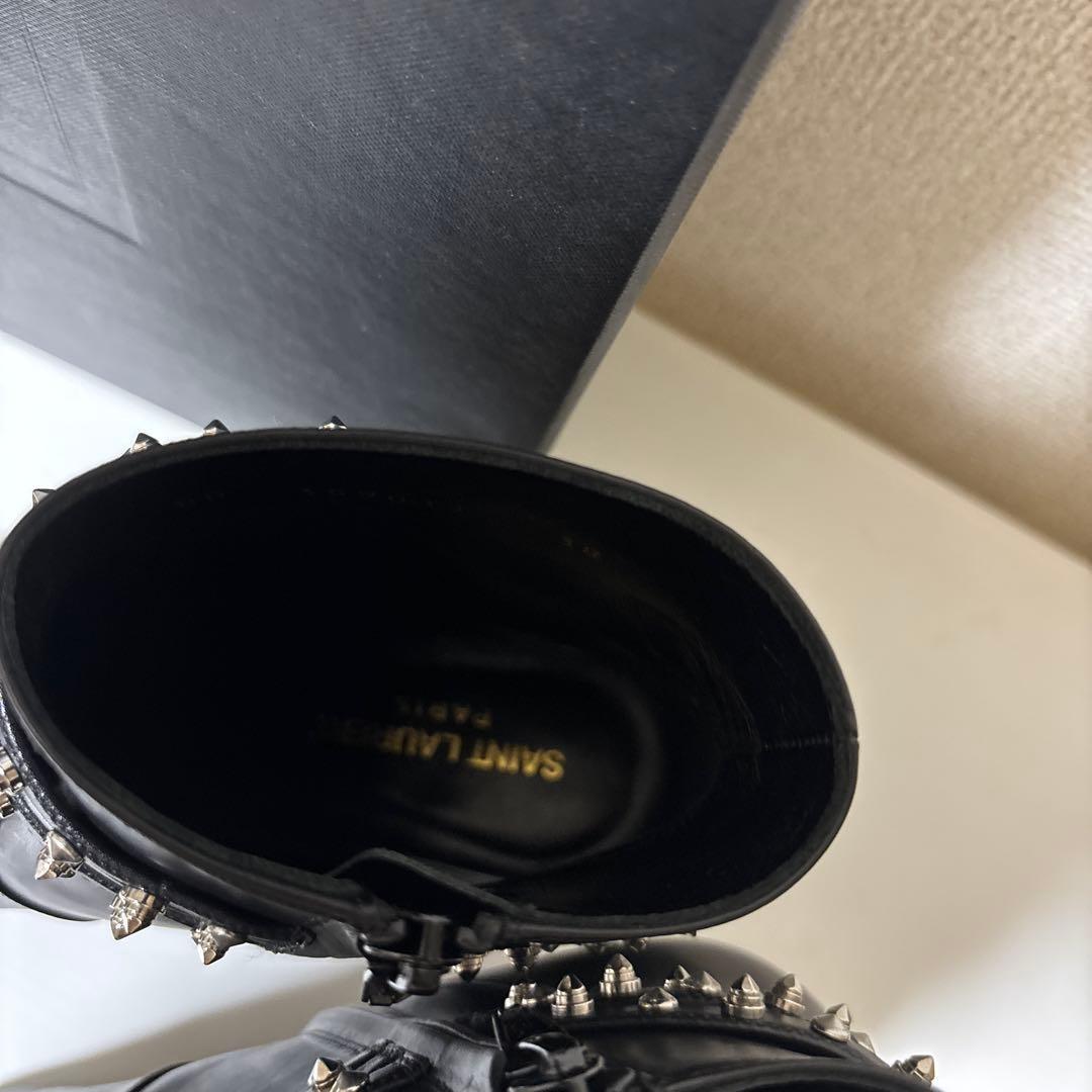 Saint Laurent Paris Short Boots Shoes Studs EU 38 US 8  Black Authentic