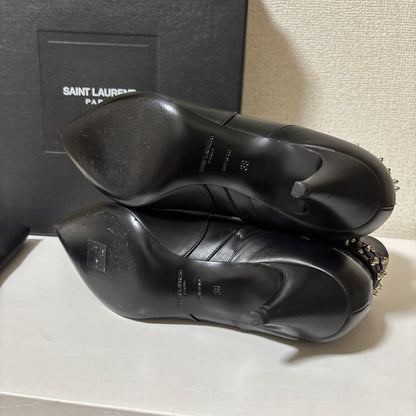 Saint Laurent Paris Short Boots Shoes Studs EU 38 US 8  Black Authentic