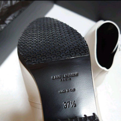 Saint Laurent Paris Short Boots Shoes Studs EU 37.5 US 7.5 White Authentic