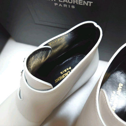 Saint Laurent Paris Short Boots Shoes Studs EU 37.5 US 7.5 White Authentic