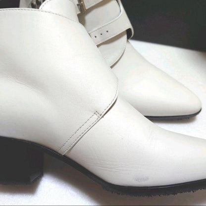 Saint Laurent Paris Short Boots Shoes Studs EU 37.5 US 7.5 White Authentic