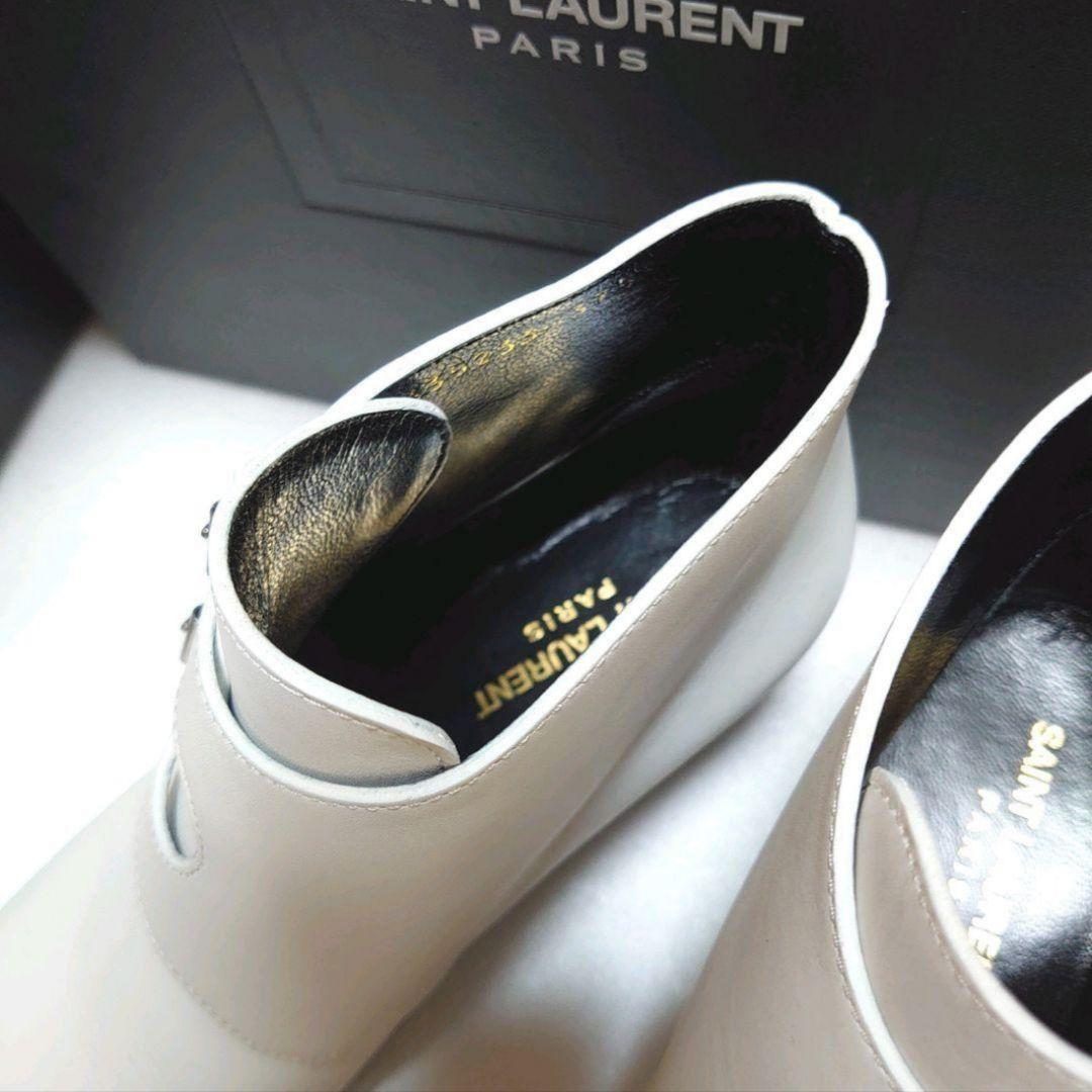 Saint Laurent Paris Short Boots Shoes Studs EU 37.5 US 7.5 White Authentic