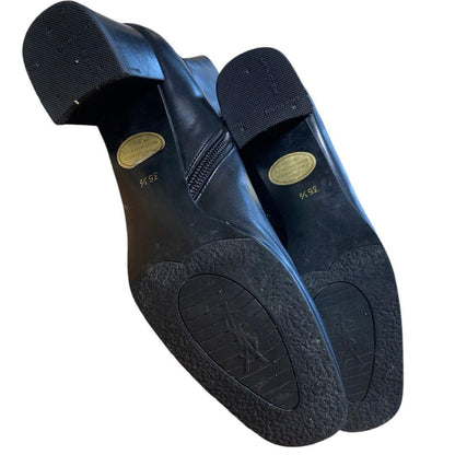 Saint Laurent Short Boots Shoes EU 35.5 US 5.5 Leather Black Authentic