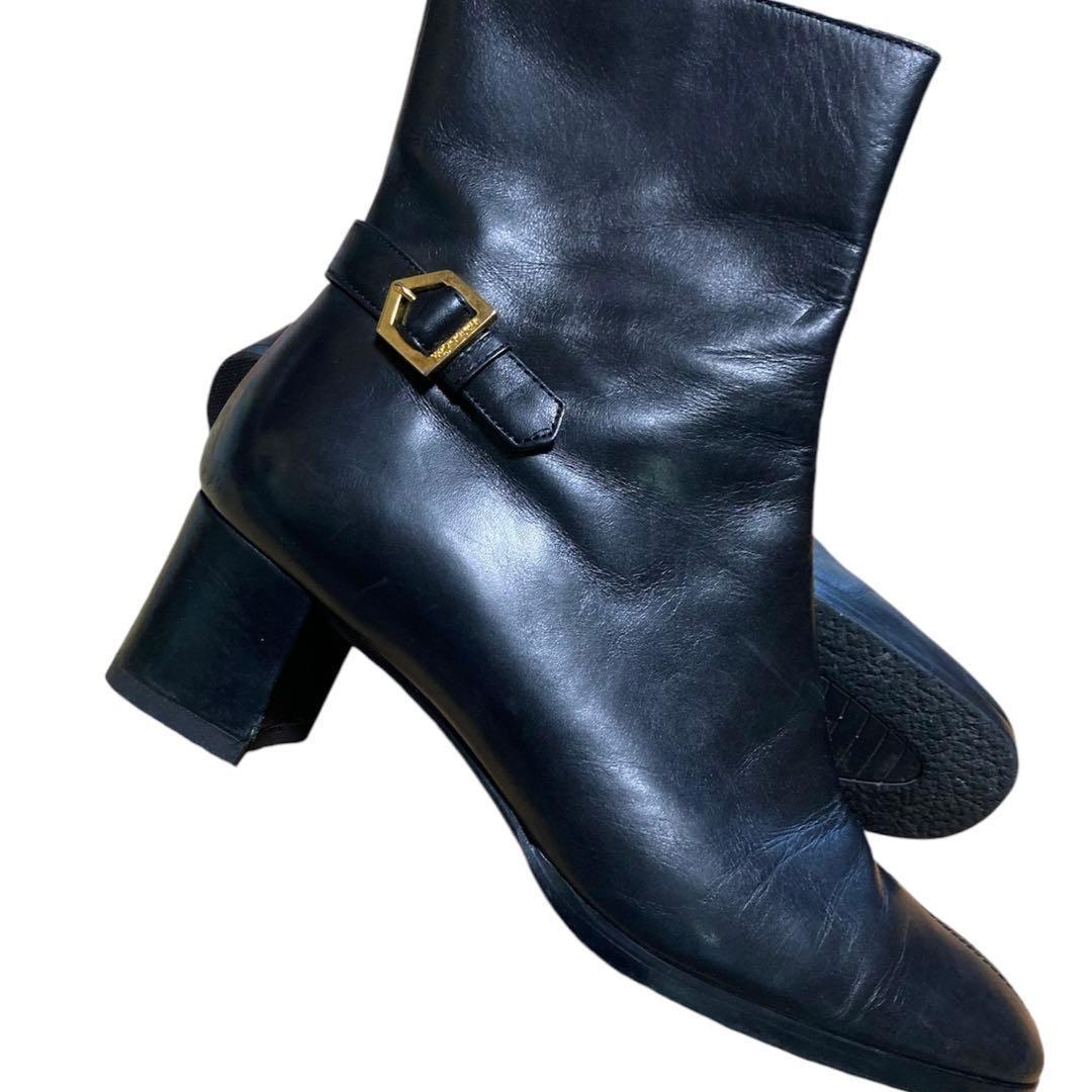 Saint Laurent Short Boots Shoes EU 35.5 US 5.5 Leather Black Authentic