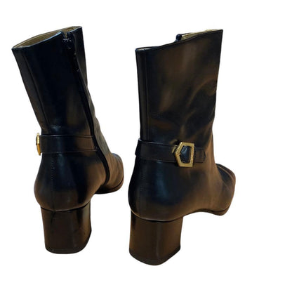 Saint Laurent Short Boots Shoes EU 35.5 US 5.5 Leather Black Authentic