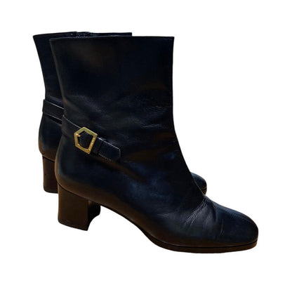 Saint Laurent Short Boots Shoes EU 35.5 US 5.5 Leather Black Authentic